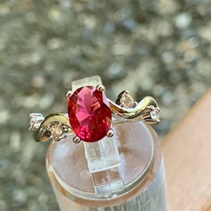 925 Silver Jewelry Wedding Ring Oval Cut Ruby Ring